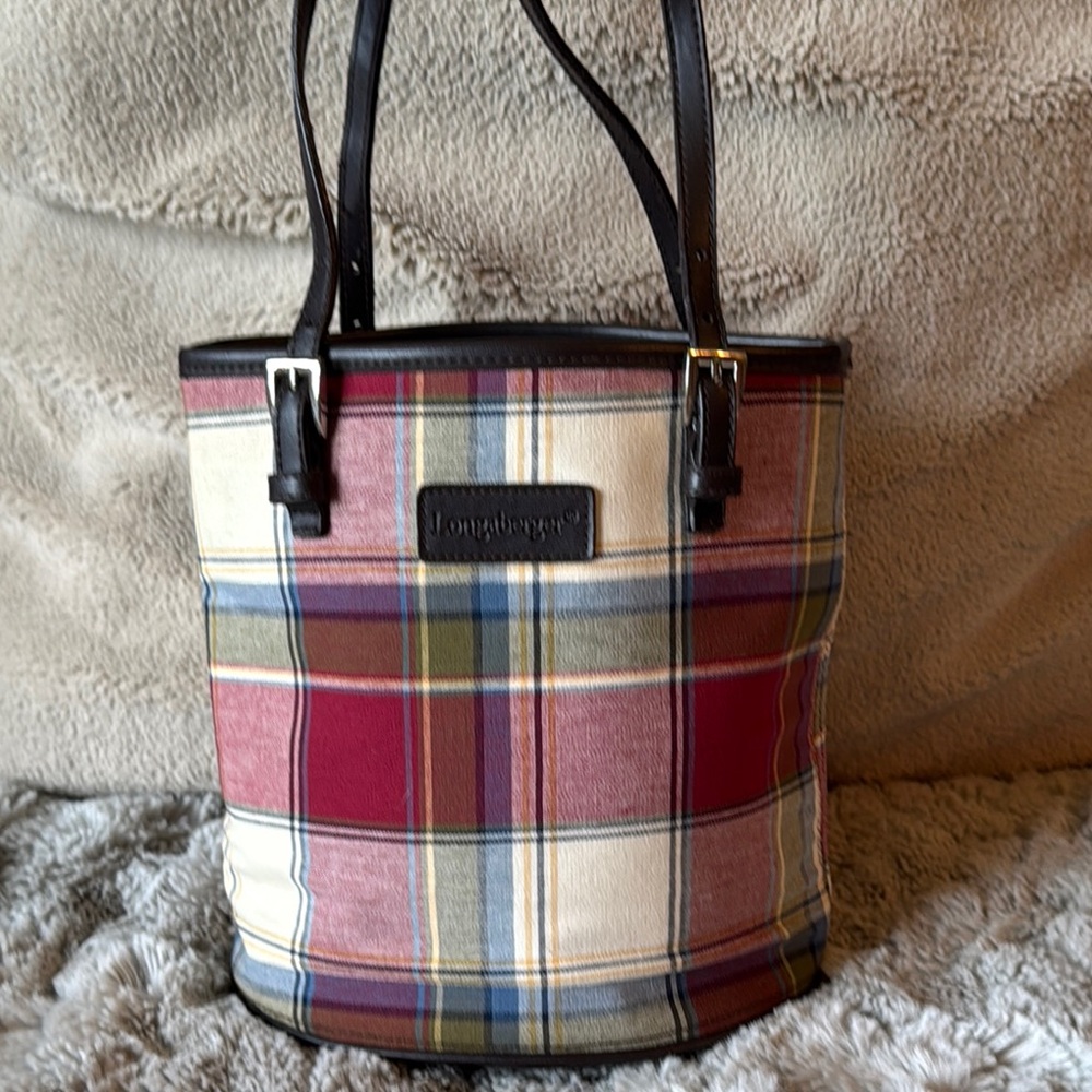 Longaberger Red and Cream Tartan Mini Tote BLACK FRIDAY SALE
